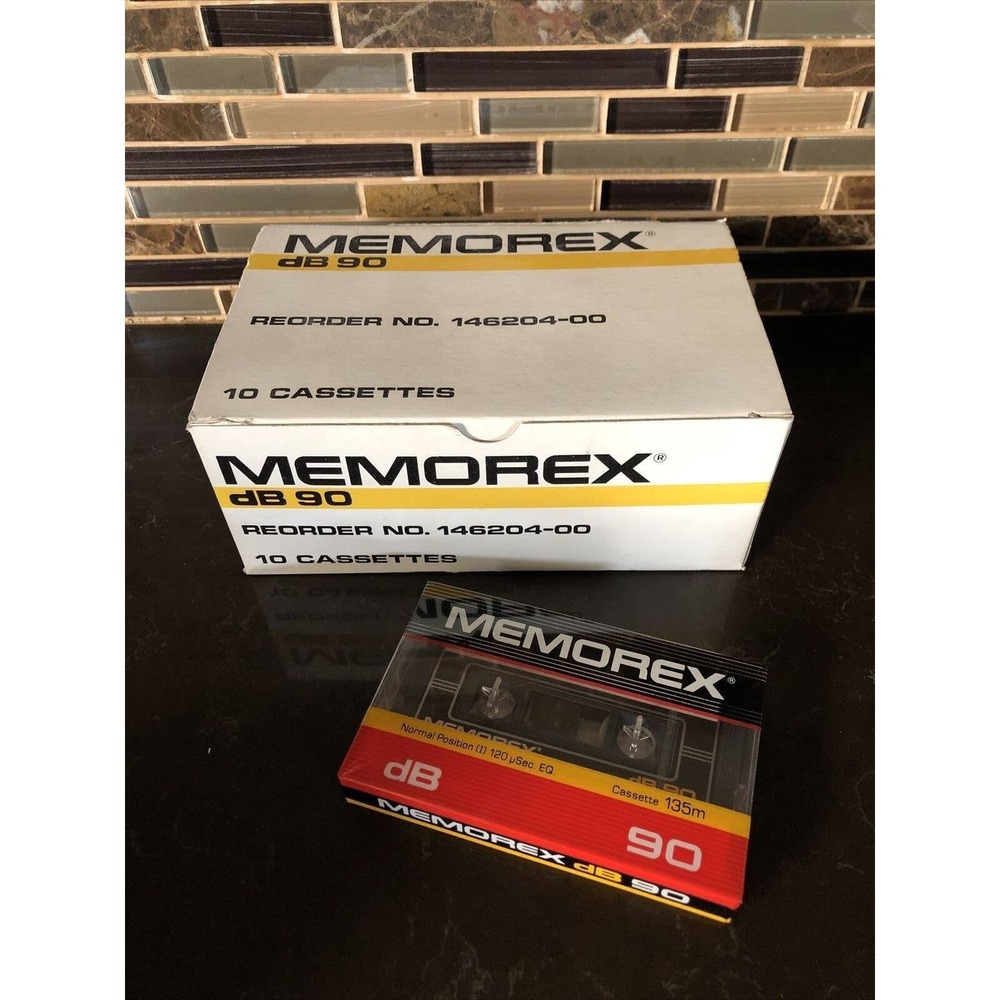 Vtg Box Of 10 Memorex 90 dB Series Blank Audio Cassette Tape Factory Sealed